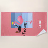 リトルプリンセスピンクフラミンゴデザイン-ビーチトウエ ビーチタオル (正面)