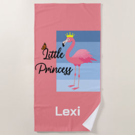 リトルプリンセスピンクフラミンゴデザイン-ビーチトウエ ビーチタオル