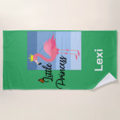 リトルプリンセスピンクフラミンゴデザイン-ビーチトウエ ビーチタオル (正面)