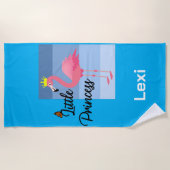 リトルプリンセスピンクフラミンゴデザイン-ビーチトウエ ビーチタオル (正面)