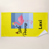 リトルプリンセスピンクフラミンゴデザイン-ビーチトウエ ビーチタオル (正面)