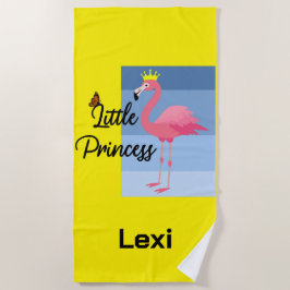 リトルプリンセスピンクフラミンゴデザイン-ビーチトウエ ビーチタオル