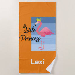 リトルプリンセスピンクフラミンゴデザイン-ビーチトウエ ビーチタオル