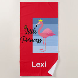 リトルプリンセスピンクフラミンゴデザイン-ビーチトウエ ビーチタオル