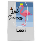 リトルプリンセスピンクフラミンゴデザイン-抱き枕- ミディアムペーパーバッグ (正面)