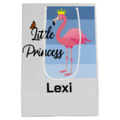 リトルプリンセスピンクフラミンゴデザイン-抱き枕- ミディアムペーパーバッグ (裏面)