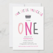 リトルプリンセスファースト誕生日ピンクパーティー 招待状 (正面)