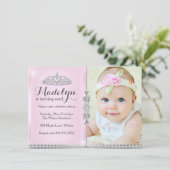 リトルプリンセスファースト誕生日ピンク招待状 招待状 (スタンド正面)