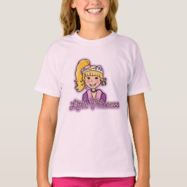 リトルプリンセスブロンド髪の女の子ピンクトップ Tシャツ