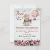 リトルプリンセスベアーガールベビーシャワー サンキューカード (正面)