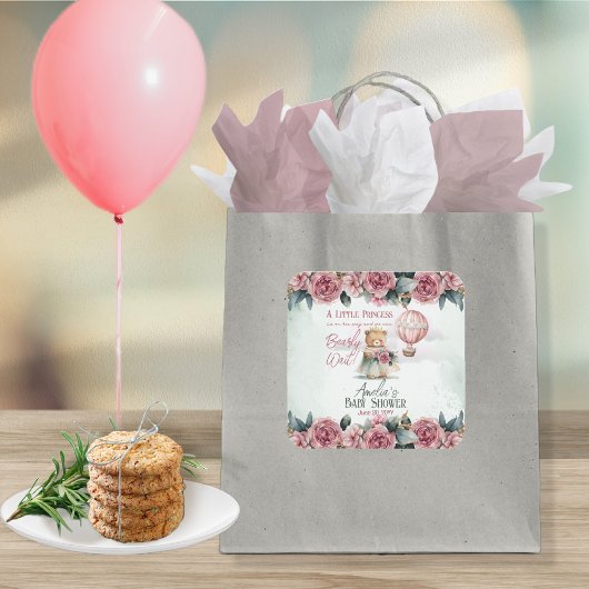 リトルプリンセスベアーリーウェイガールベビーシャワー スクエアシール