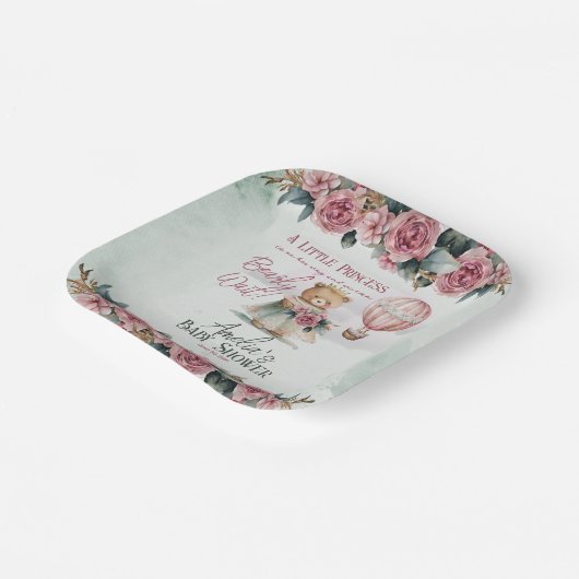 リトルプリンセスベアーリーウェイガールベビーシャワー ペーパープレート (傾斜あり)