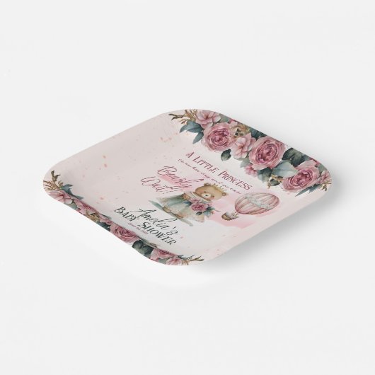 リトルプリンセスベアーリーウェイガールベビーシャワー ペーパープレート (傾斜あり)