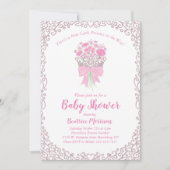 リトルプリンセスベイビーガールシャワーシルバークラウン 招待状 (正面)