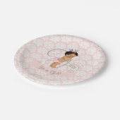 リトルプリンセスベビーガール赤面ピンク&シルバー ペーパープレート (アングル)