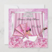 リトルプリンセスベビーシャワーガールアフリカンアメリカン 招待状 (正面)