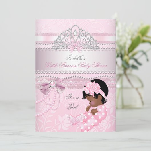 リトルプリンセスベビーシャワーガールバタフライオウム 招待状 (スタンド正面)