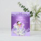 リトルプリンセスベビーシャワーガールパープルティアラヴィント 招待状 (スタンド正面)