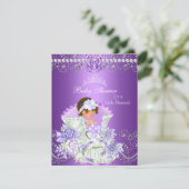 リトルプリンセスベビーシャワーガールパープルティアラ3 招待状 (スタンド正面)