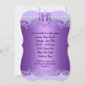 リトルプリンセスベビーシャワーガールパープルティアラB 招待状 (裏面)