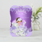 リトルプリンセスベビーシャワーガールパープルティアラB 招待状 (スタンド正面)