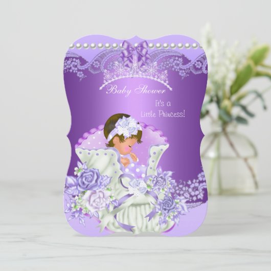 リトルプリンセスベビーシャワーガールパープルティアラB 招待状 (スタンド正面)