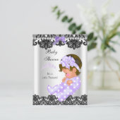 リトルプリンセスベビーシャワーガールパープルホワイト2 招待状 (スタンド正面)