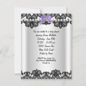 リトルプリンセスベビーシャワーガールパープルホワイト2 招待状 (裏面)