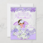 リトルプリンセスベビーシャワーガールパープルヴィンテージ 招待状 (正面)