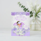 リトルプリンセスベビーシャワーガールパープルヴィンテージ 招待状 (スタンド正面)