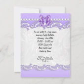 リトルプリンセスベビーシャワーガールパープルヴィンテージ 招待状 (裏面)