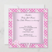 リトルプリンセスベビーシャワーガールピンクバンニー 招待状 (裏面)