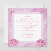 リトルプリンセスベビーシャワーガールピンクフローラ 招待状 (裏面)