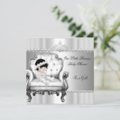 リトルプリンセスベビーシャワーガールベビーオン椅子 招待状 (スタンド正面)