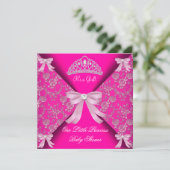 リトルプリンセスベビーシャワーガールホットピンク3 招待状 (スタンド正面)
