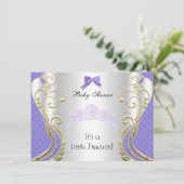 リトルプリンセスベビーシャワーガールラベンダーパープル2 招待状 (スタンド正面)