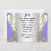 リトルプリンセスベビーシャワーガールラベンダーパープル2 招待状 (裏面)