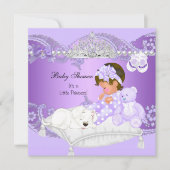 リトルプリンセスベビーシャワーガールラベンダーパープル2 招待状 (正面)