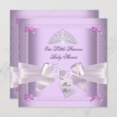 リトルプリンセスベビーシャワーガールラベンダー 招待状 (正面/裏面)