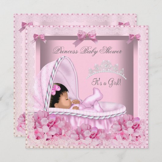 リトルプリンセスベビーシャワーガールレースAM 招待状 (正面/裏面)