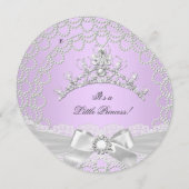 リトルプリンセスベビーシャワーガール薄紫 招待状 (正面/裏面)