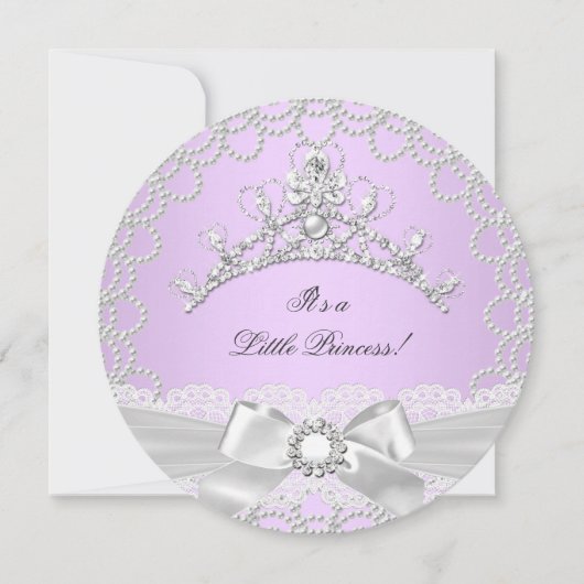 リトルプリンセスベビーシャワーガール薄紫 招待状 (正面)