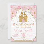 リトルプリンセスベビーシャワーキャッスルピンクフローラ 招待状 (正面)