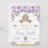 リトルプリンセスベビーシャワーキャリッジパープルフローラ 招待状 (正面)