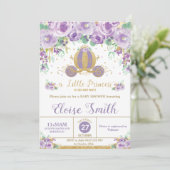 リトルプリンセスベビーシャワーキャリッジパープルフローラ 招待状 (スタンド正面)