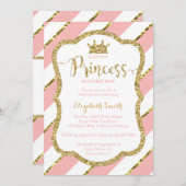 リトルプリンセスベビーシャワー招待状フェイクグリッター 招待状 (正面/裏面)