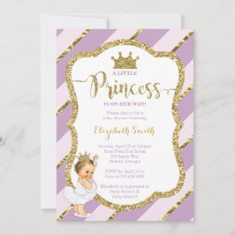 リトルプリンセスベビーシャワー招待状フェイクグリッター 招待状