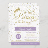 リトルプリンセスベビーシャワー招待状フェイクグリッター 招待状 (正面/裏面)