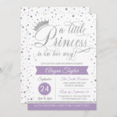 リトルプリンセスベビーシャワー招待状フェイクグリッター 招待状 (正面/裏面)