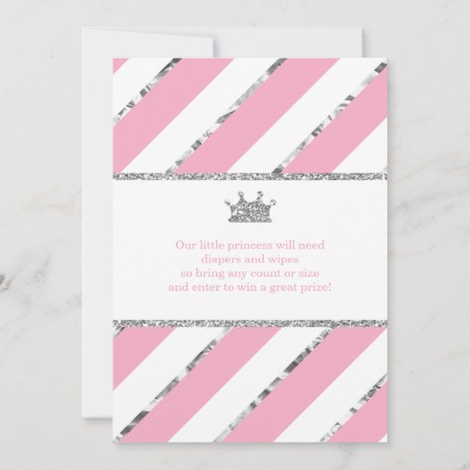 リトルプリンセスベビーシャワー招待状フェイクグリッター 招待状 (裏面)